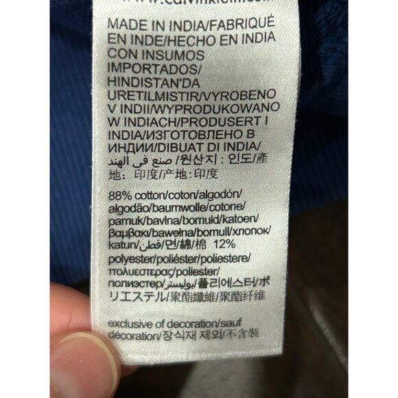 Calvin Klein Blue Hoodie With Kangaroo Pocket Drawstring Hood Sz Large - Picture 8 of 9